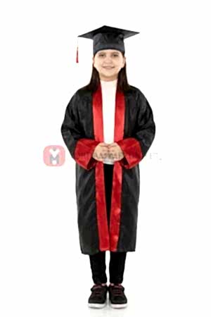 ilkokul kırmızı mezuniyet cübbesi