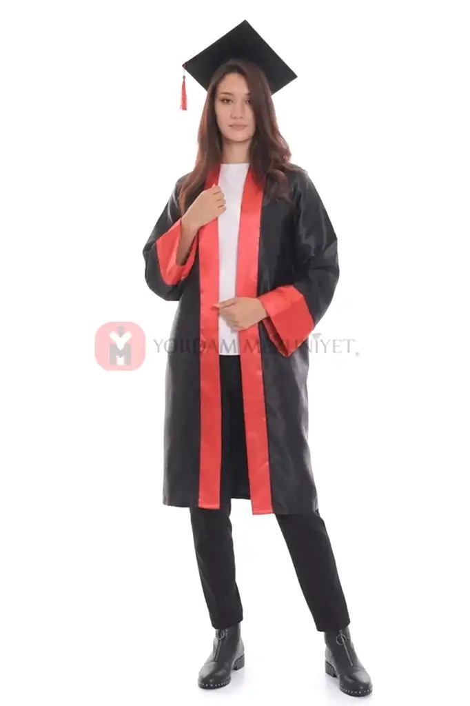 lise kırmızı mezuniyet cübbesi